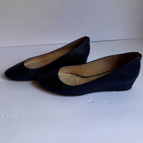 Womens Alex Marie Blue Leather Wedge Shoes Size 7M - Picture 4 of 14